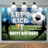 Lasst uns Trete Es Fußball Feld Glücklich Geburtstag Hintergrund